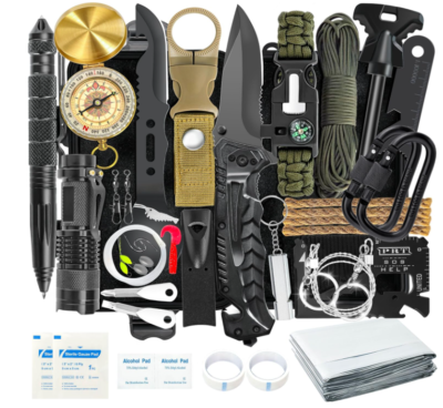 Survival Kits 37 in 1, Gifts for Men, Emergency Survival Gear and Equipment, Camping Hiking Outdoor Adventure Cool Gadgets